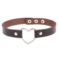 Femmes Gothique Punk Pu Cuir Marron Noir Dainty Amour Coeur Collier Ras Du Cou